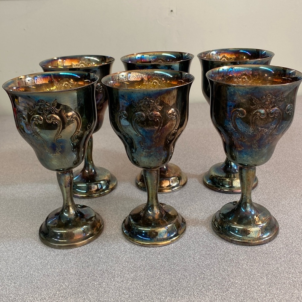 Gorham - Vintage silver plate chantilly water/wine goblets.